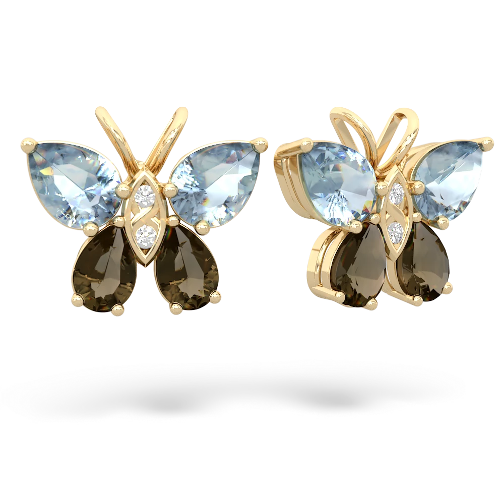 Aquamarine Butterfly 14K Yellow Gold earrings E2215