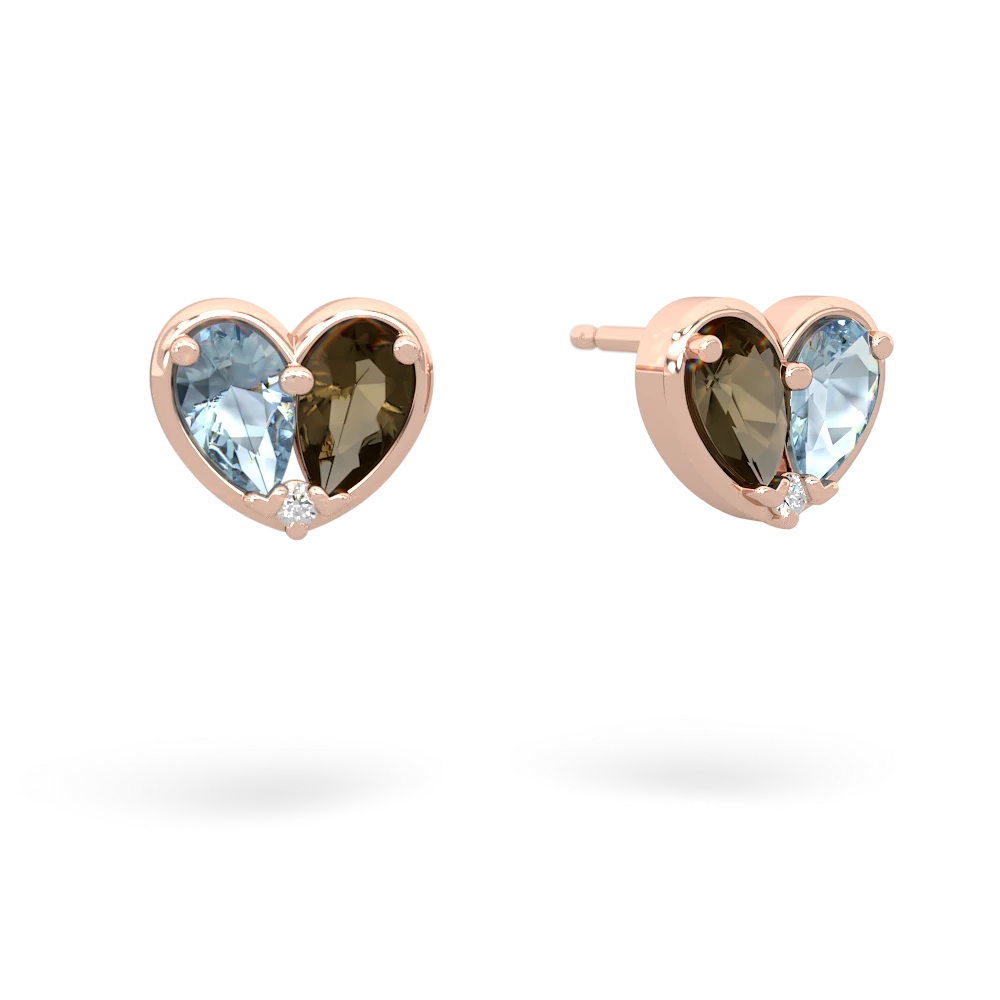 Aquamarine 'Our Heart' 14K Rose Gold earrings E5072