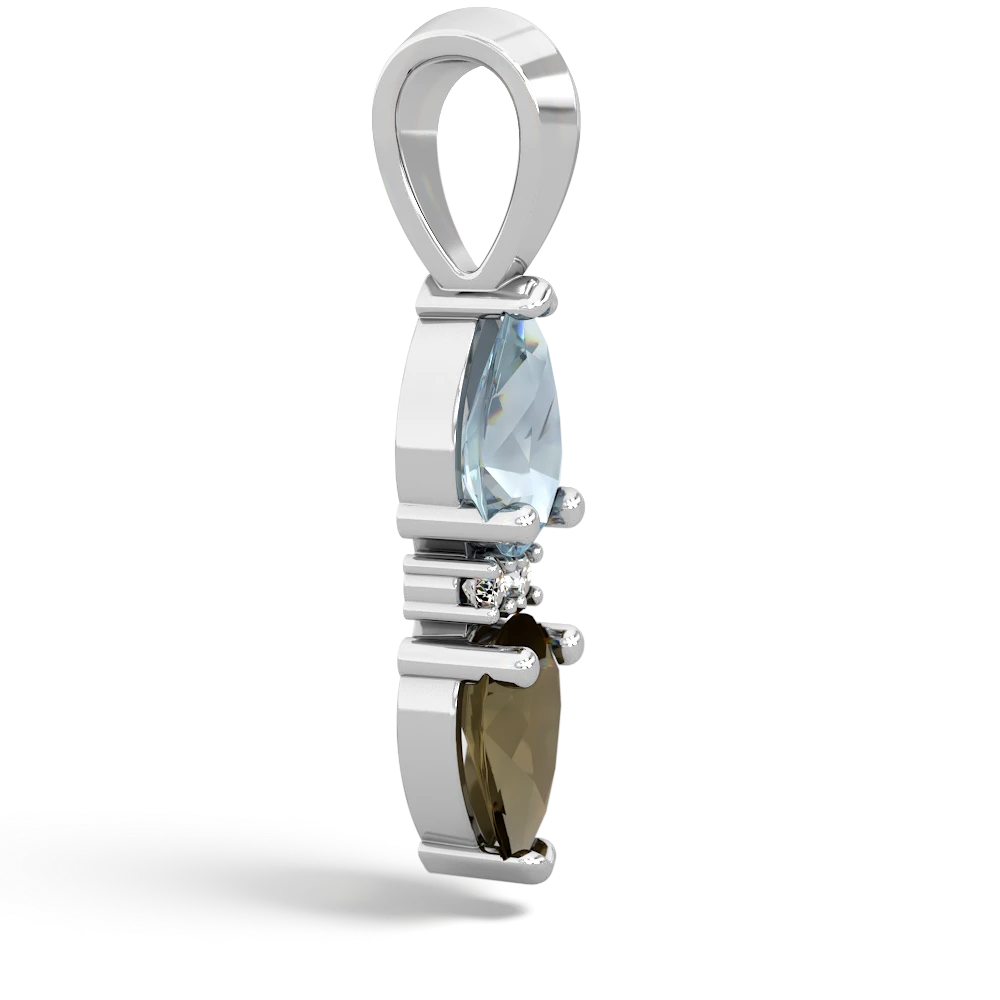 Aquamarine Bowtie Drop 14K White Gold pendant P0865