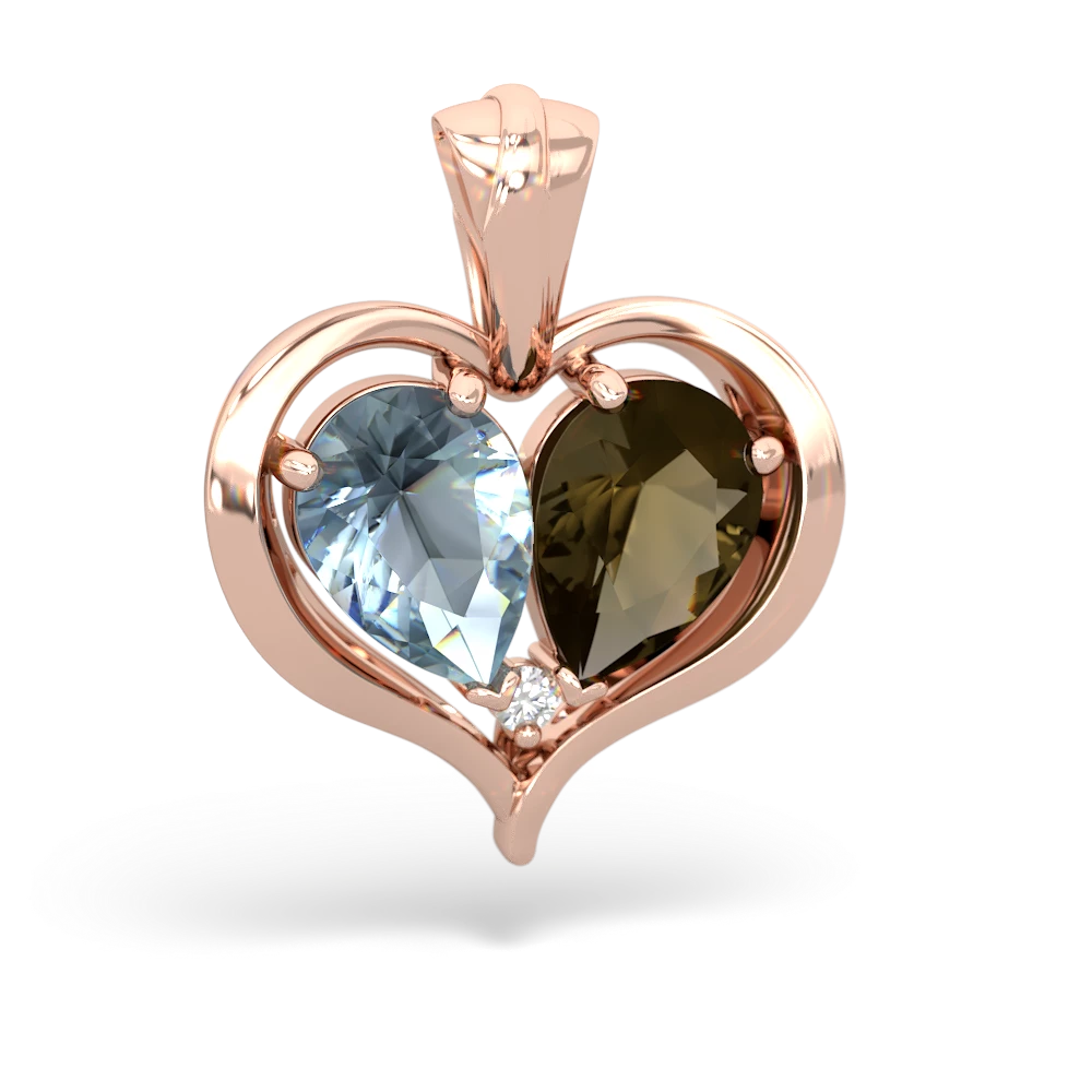 Aquamarine Two Become One 14K Rose Gold pendant P5330