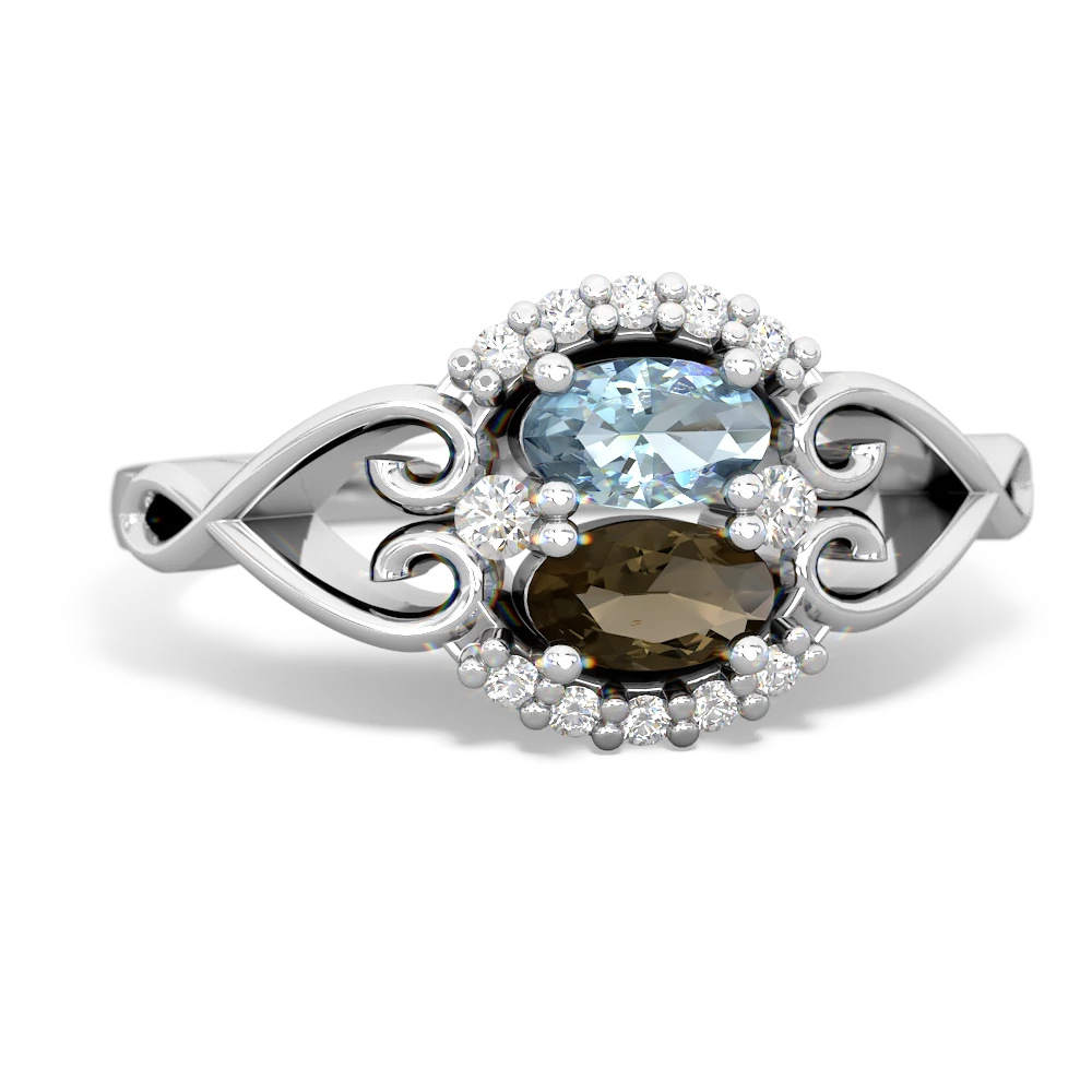 Aquamarine Love Nest 14K White Gold ring R5860