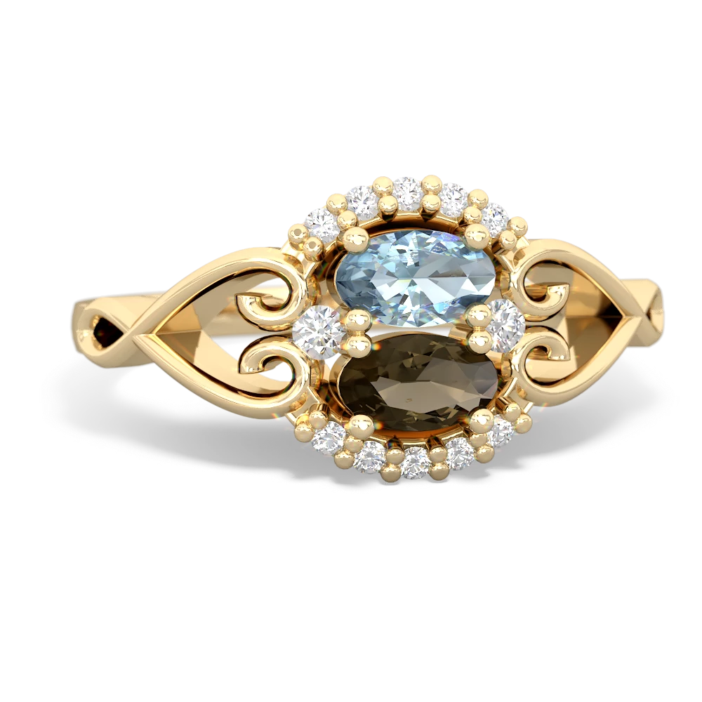 Aquamarine Love Nest 14K Yellow Gold ring R5860