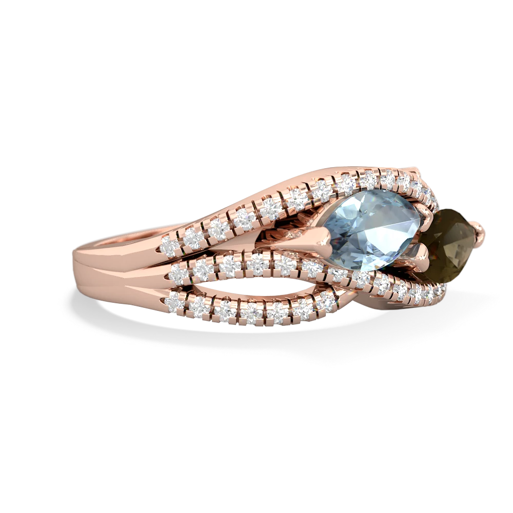 Aquamarine Diamond Rivers 14K Rose Gold ring R3070