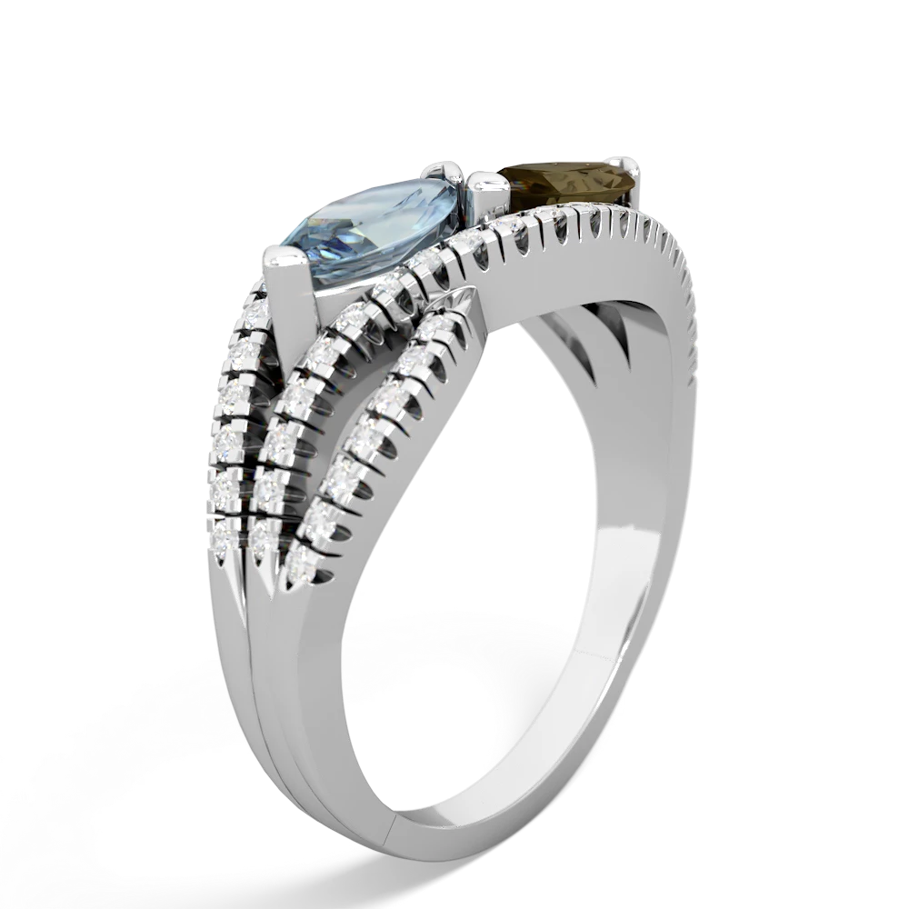 Aquamarine Diamond Rivers 14K White Gold ring R3070