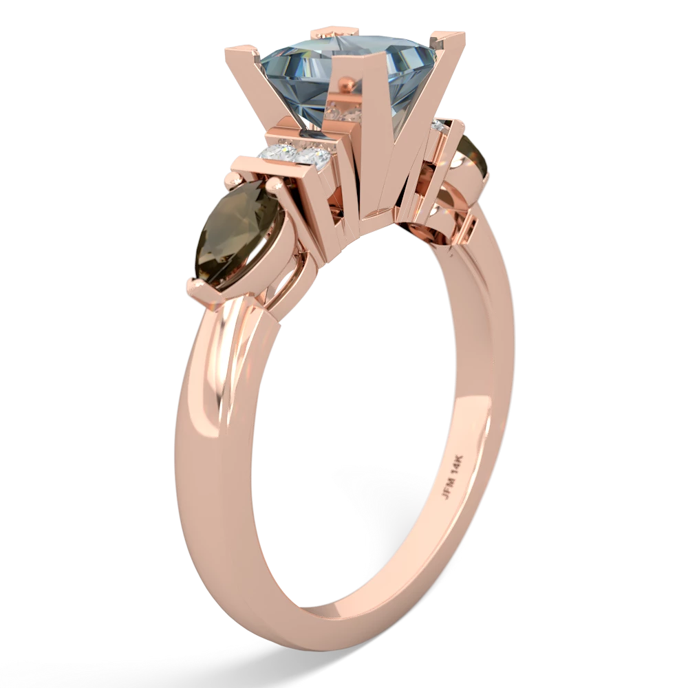 Aquamarine 6Mm Princess Eternal Embrace Engagement 14K Rose Gold ring C2002