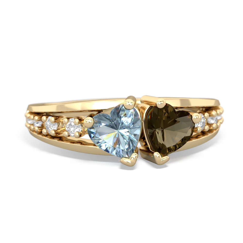 Aquamarine Heart To Heart 14K Yellow Gold ring R3342