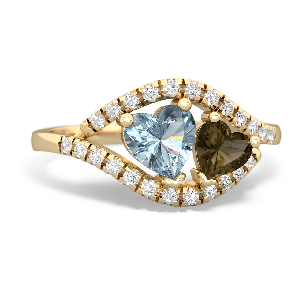 Aquamarine Mother And Child 14K Yellow Gold ring R3010