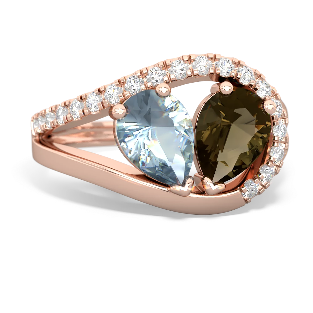 Aquamarine Nestled Heart Keepsake 14K Rose Gold ring R5650