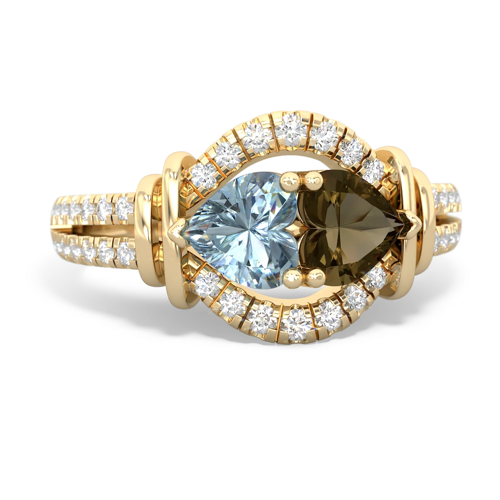 Aquamarine Art-Deco Keepsake 14K Yellow Gold ring R5630