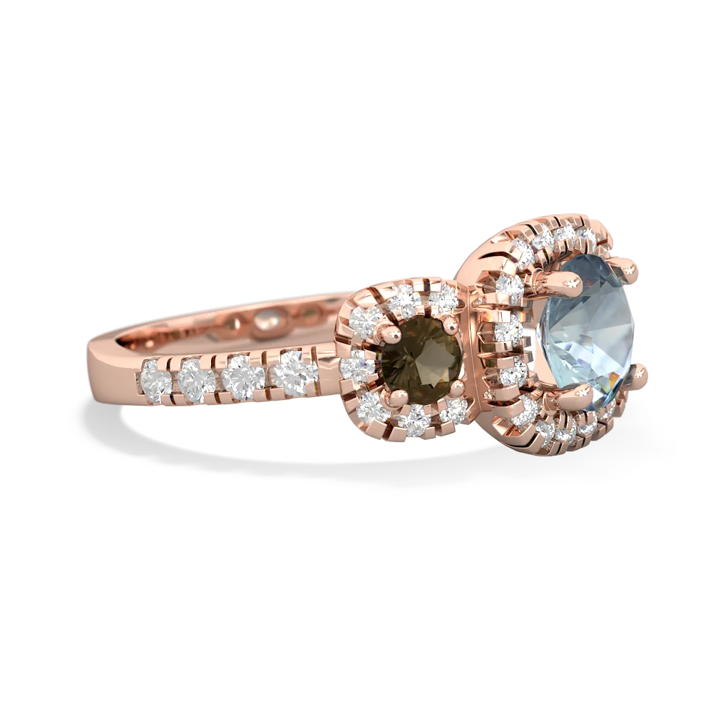 Aquamarine Regal Halo 14K Rose Gold ring R5350