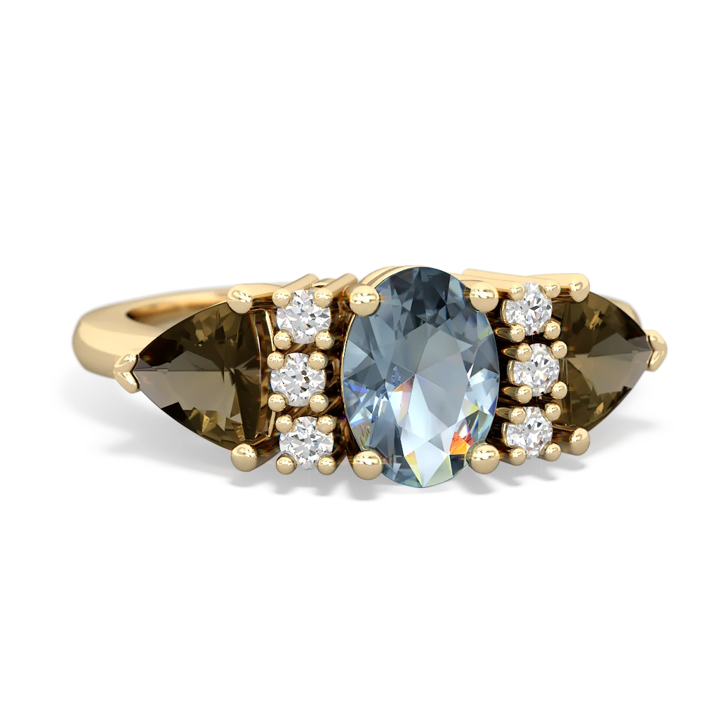 Aquamarine Antique Style Three Stone 14K Yellow Gold ring R2186