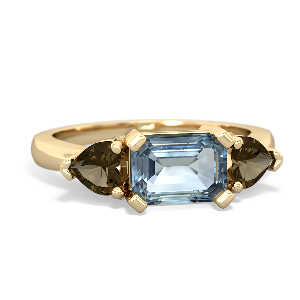 Aquamarine Three Stone 14K Yellow Gold ring R5235