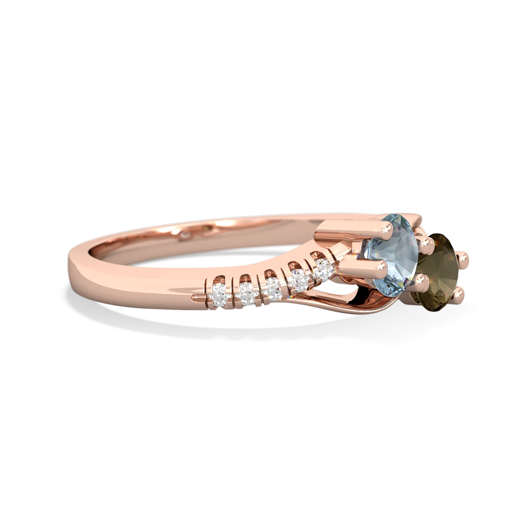 Aquamarine Infinity Pave Two Stone 14K Rose Gold ring R5285