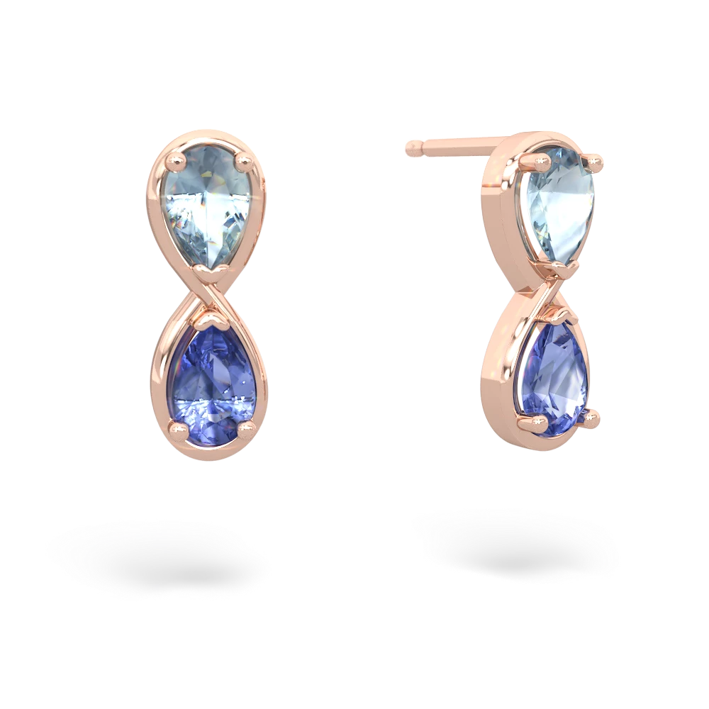 Aquamarine Infinity 14K Rose Gold earrings E5050