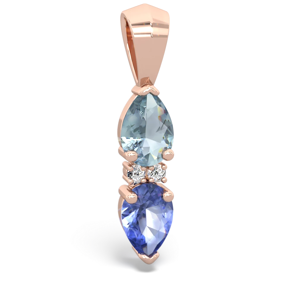 Aquamarine Bowtie Drop 14K Rose Gold pendant P0865