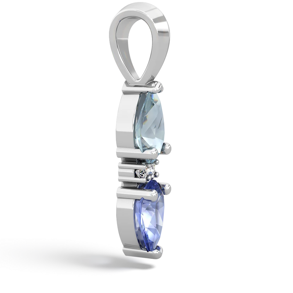 Aquamarine Bowtie Drop 14K White Gold pendant P0865