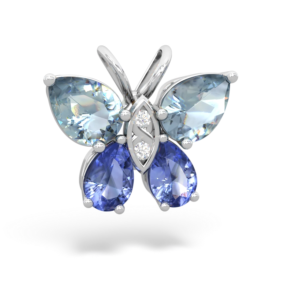 Aquamarine Butterfly 14K White Gold pendant P2215