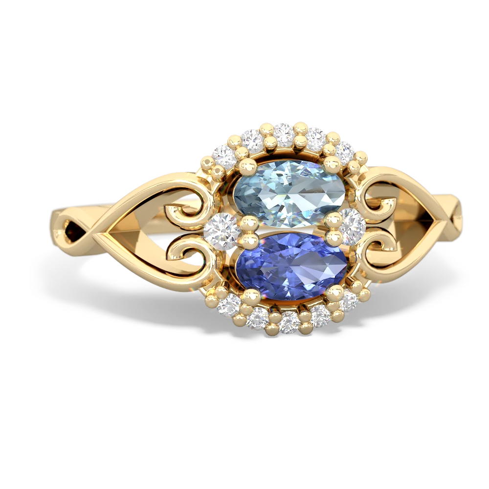 Aquamarine Love Nest 14K Yellow Gold ring R5860