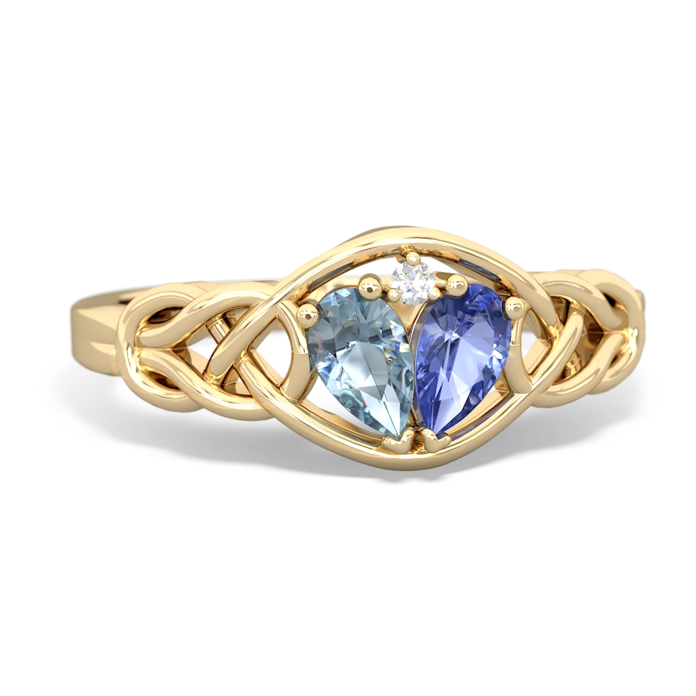 Aquamarine Celtic Love Knot 14K Yellow Gold ring R5420