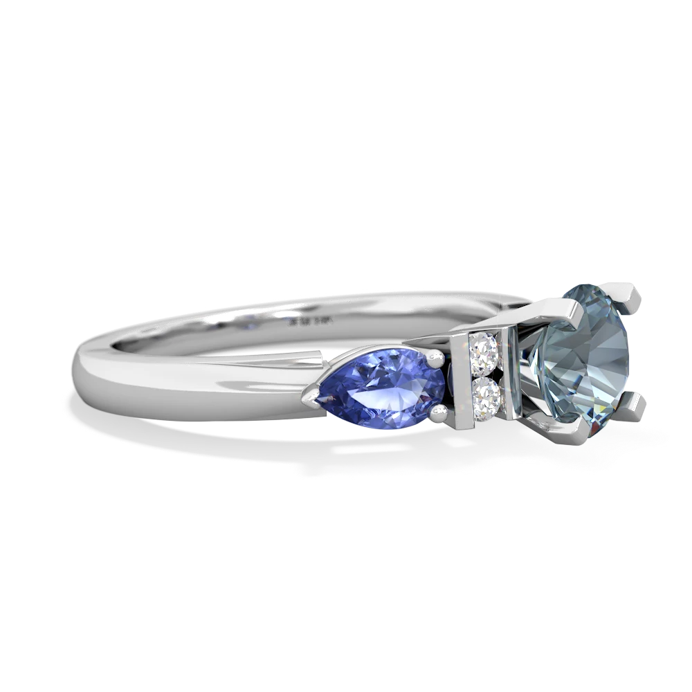 Aquamarine 6Mm Round Eternal Embrace Engagement 14K White Gold ring R2005