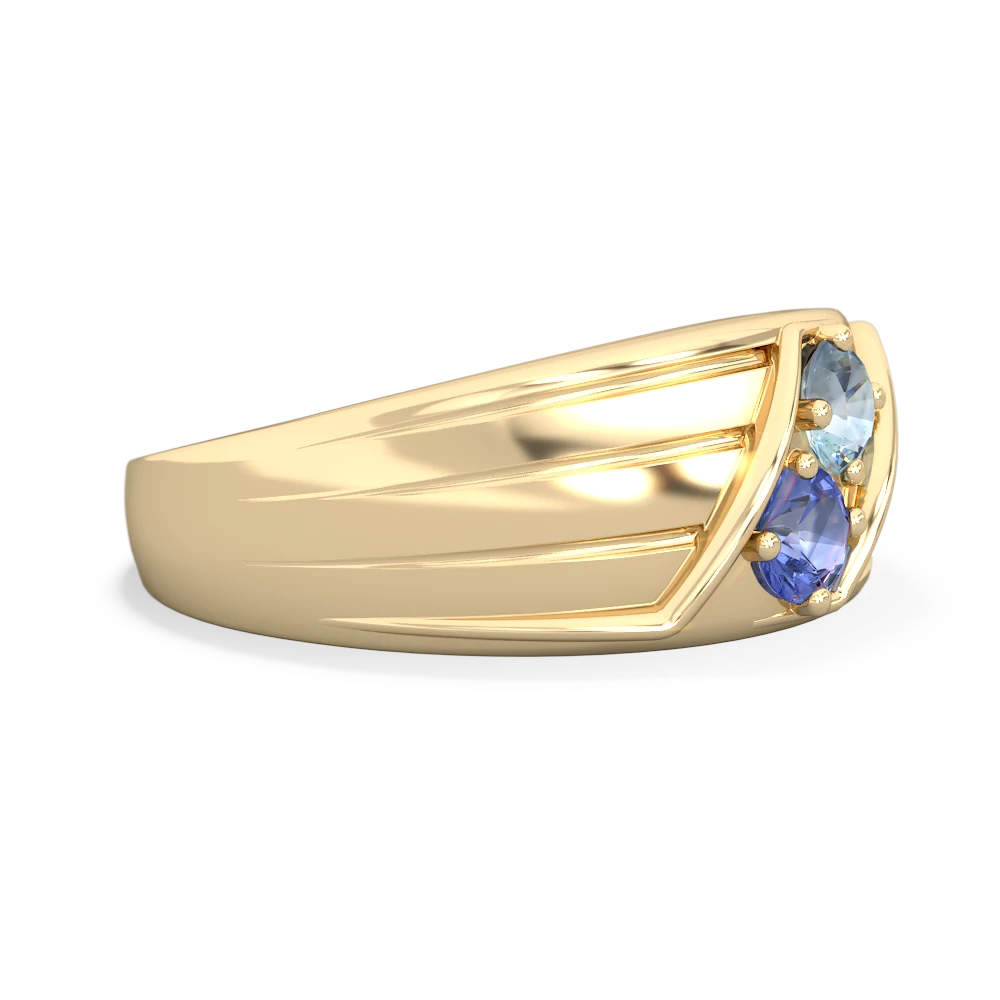 Aquamarine Men's Streamline 14K Yellow Gold ring R0460