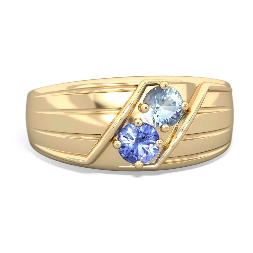 Aquamarine Men's Streamline 14K Yellow Gold ring R0460