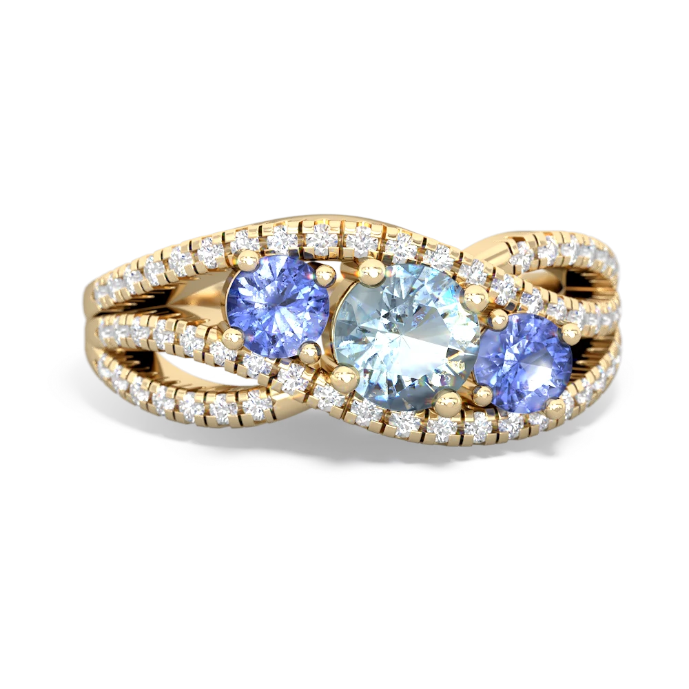 Aquamarine Three Stone Aurora 14K Yellow Gold ring R3080