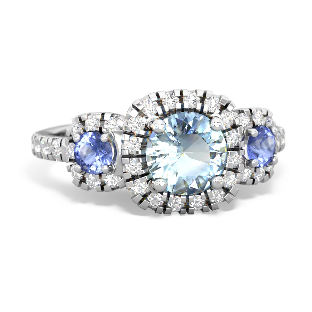 Aquamarine Regal Halo 14K White Gold ring R5350