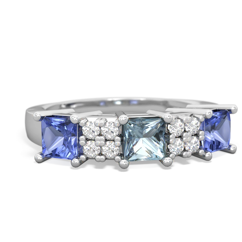 Sparkling Cluster Sapphire, Aquamarine and Diamond Necklace