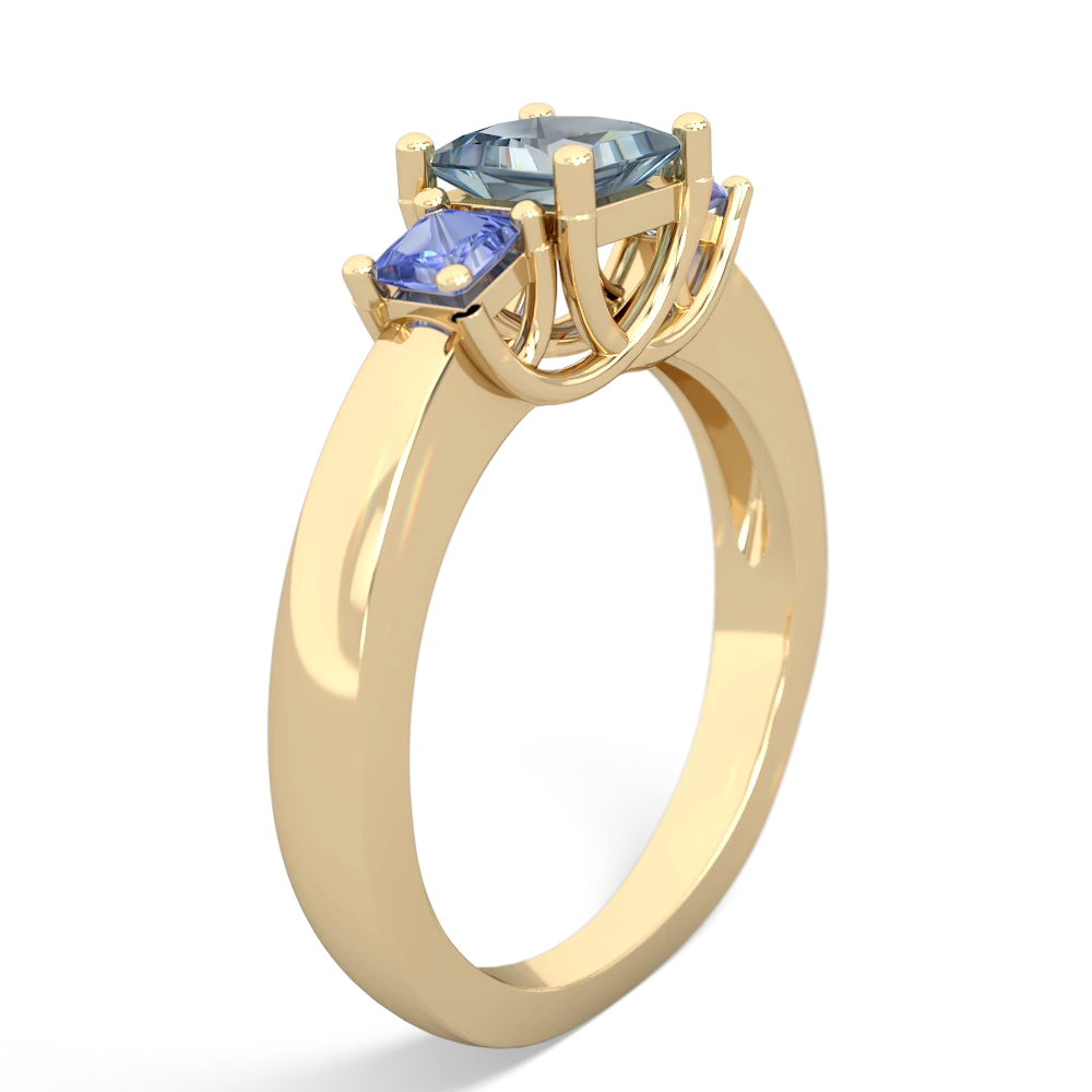 Aquamarine Three Stone Trellis 14K Yellow Gold ring R4015