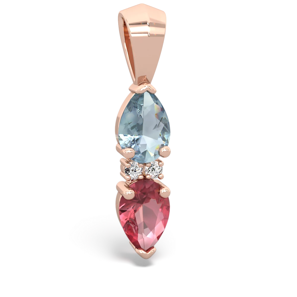 Aquamarine Bowtie Drop 14K Rose Gold pendant P0865