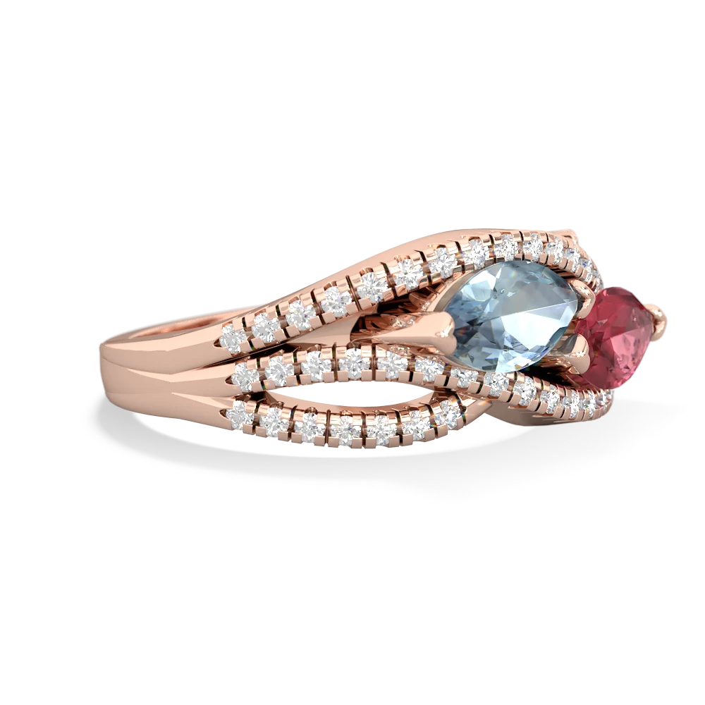 Aquamarine Diamond Rivers 14K Rose Gold ring R3070