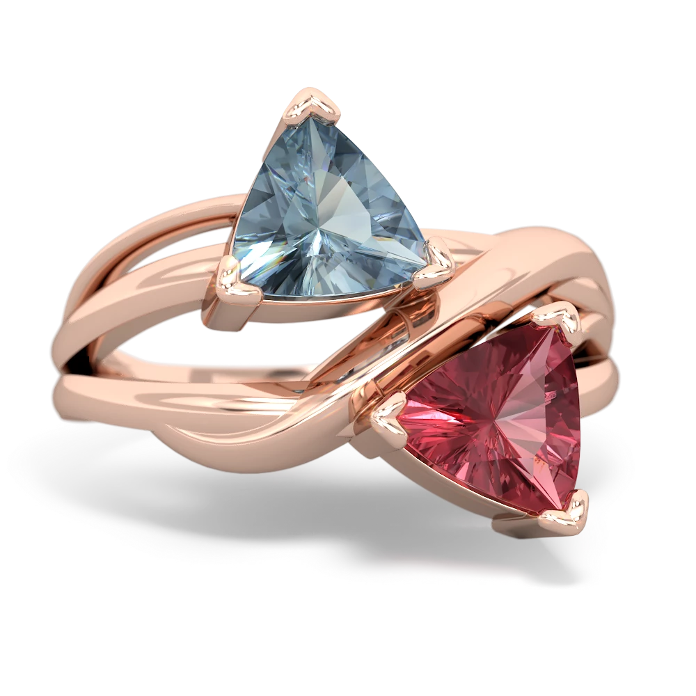 Aquamarine Split Band Swirl 14K Rose Gold ring R2341