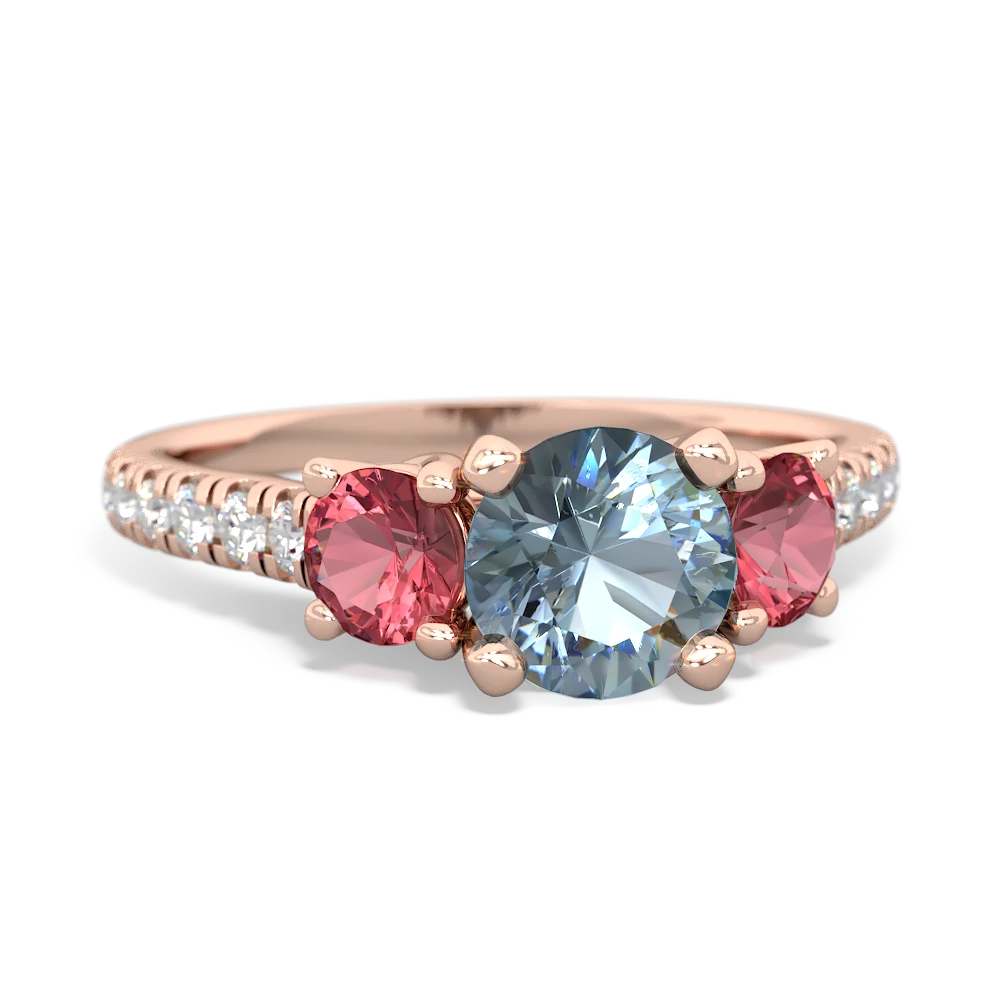 Aquamarine Pave Trellis 14K Rose Gold ring R5500