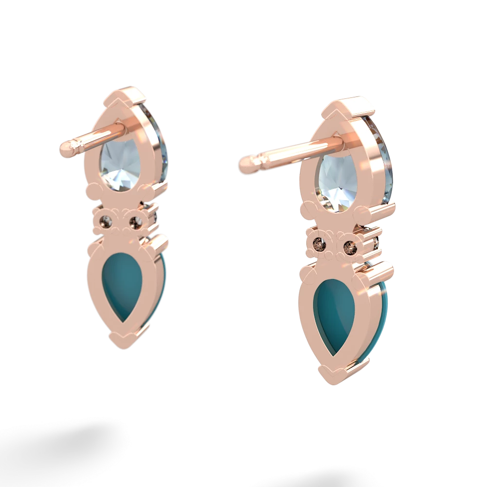 Aquamarine Bowtie Drop 14K Rose Gold earrings E0865