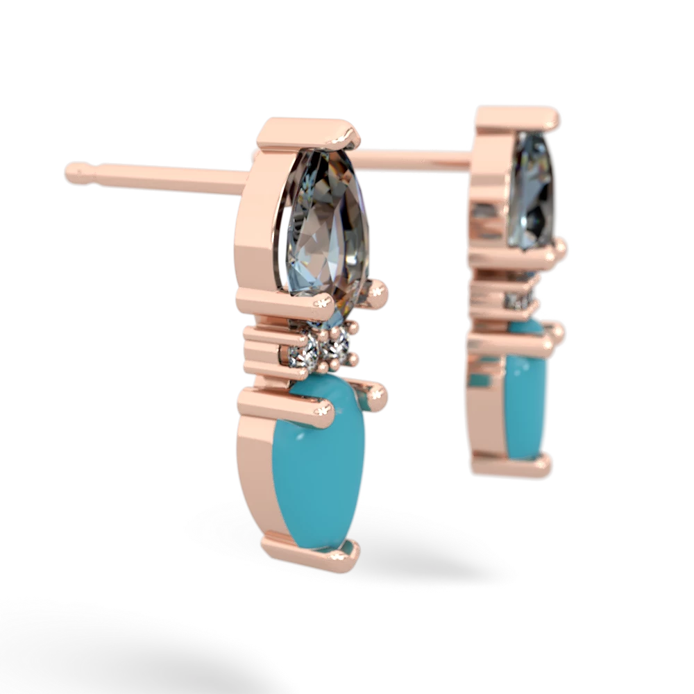 Aquamarine Bowtie Drop 14K Rose Gold earrings E0865