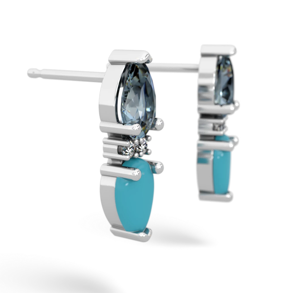 Aquamarine Bowtie Drop 14K White Gold earrings E0865