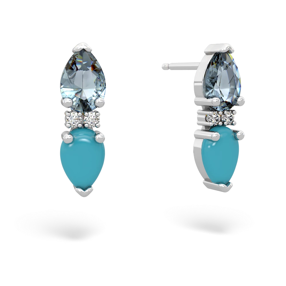 Aquamarine Bowtie Drop 14K White Gold earrings E0865