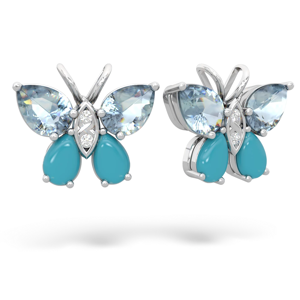 Aquamarine Butterfly 14K White Gold earrings E2215