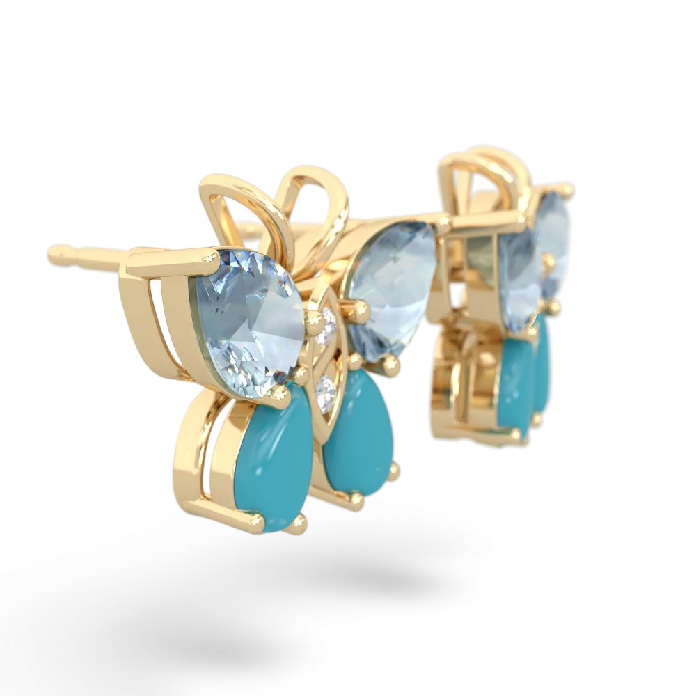 Aquamarine Butterfly 14K Yellow Gold earrings E2215