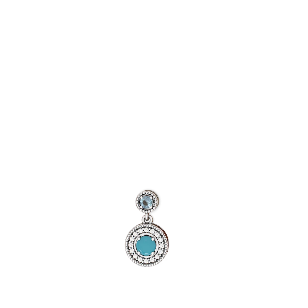 Aquamarine Halo Dangle 14K White Gold earrings E5319