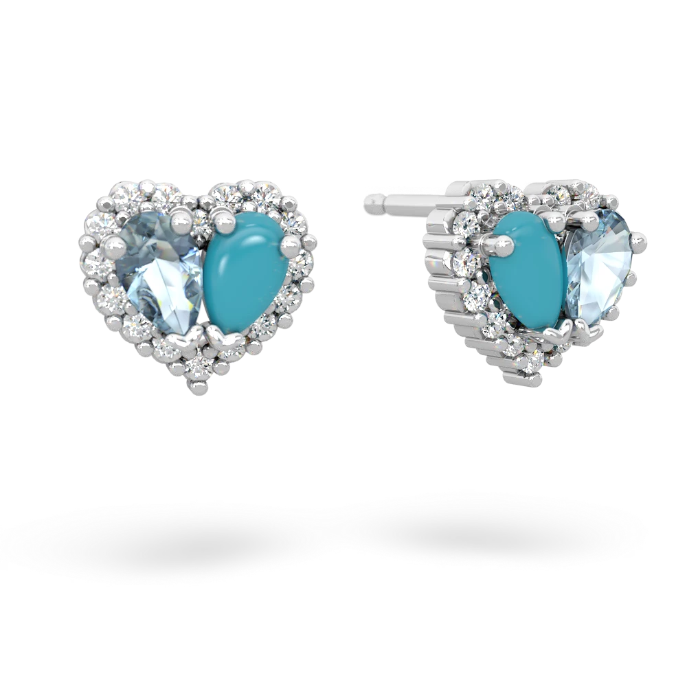 Aquamarine Halo 14K White Gold earrings E7008