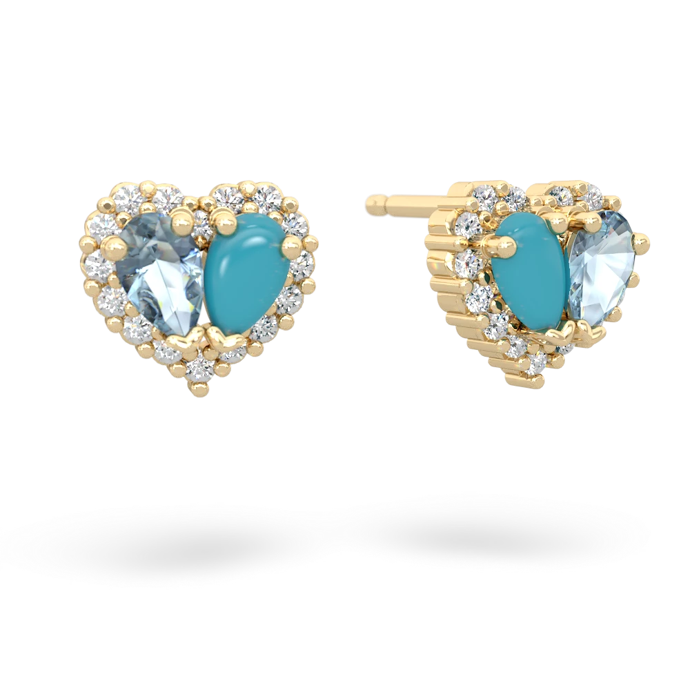 Aquamarine Halo 14K Yellow Gold earrings E7008