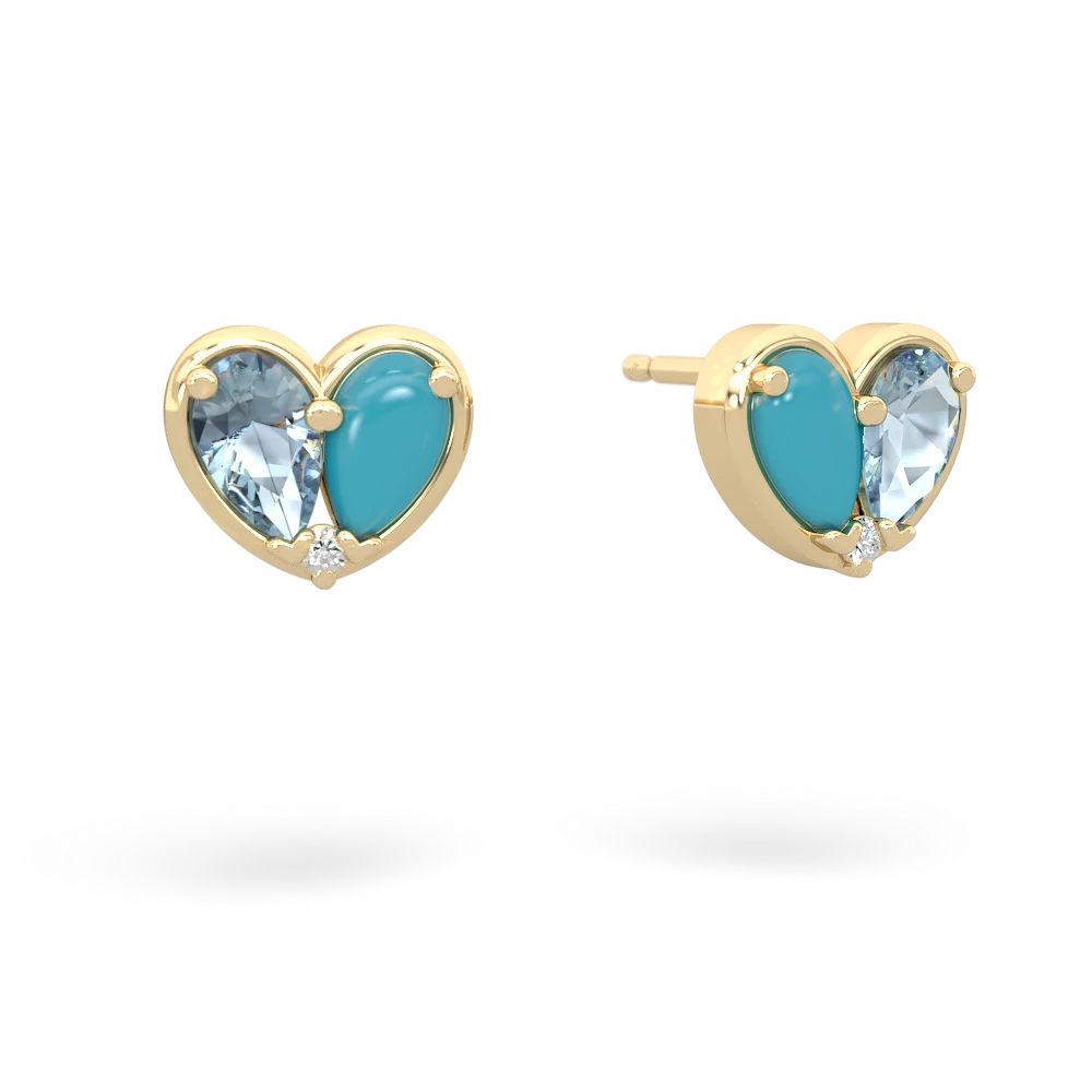 Aquamarine 'Our Heart' 14K Yellow Gold earrings E5072