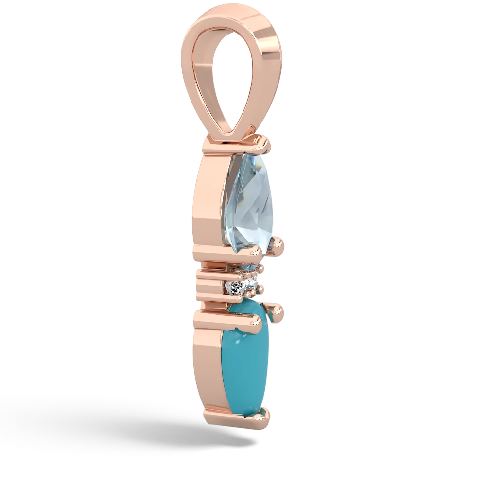 Aquamarine Bowtie Drop 14K Rose Gold pendant P0865