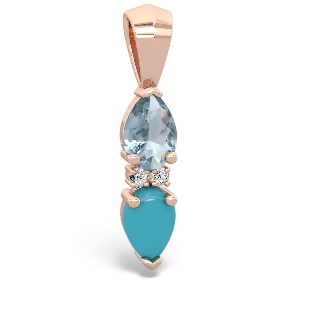 Aquamarine Bowtie Drop 14K Rose Gold pendant P0865