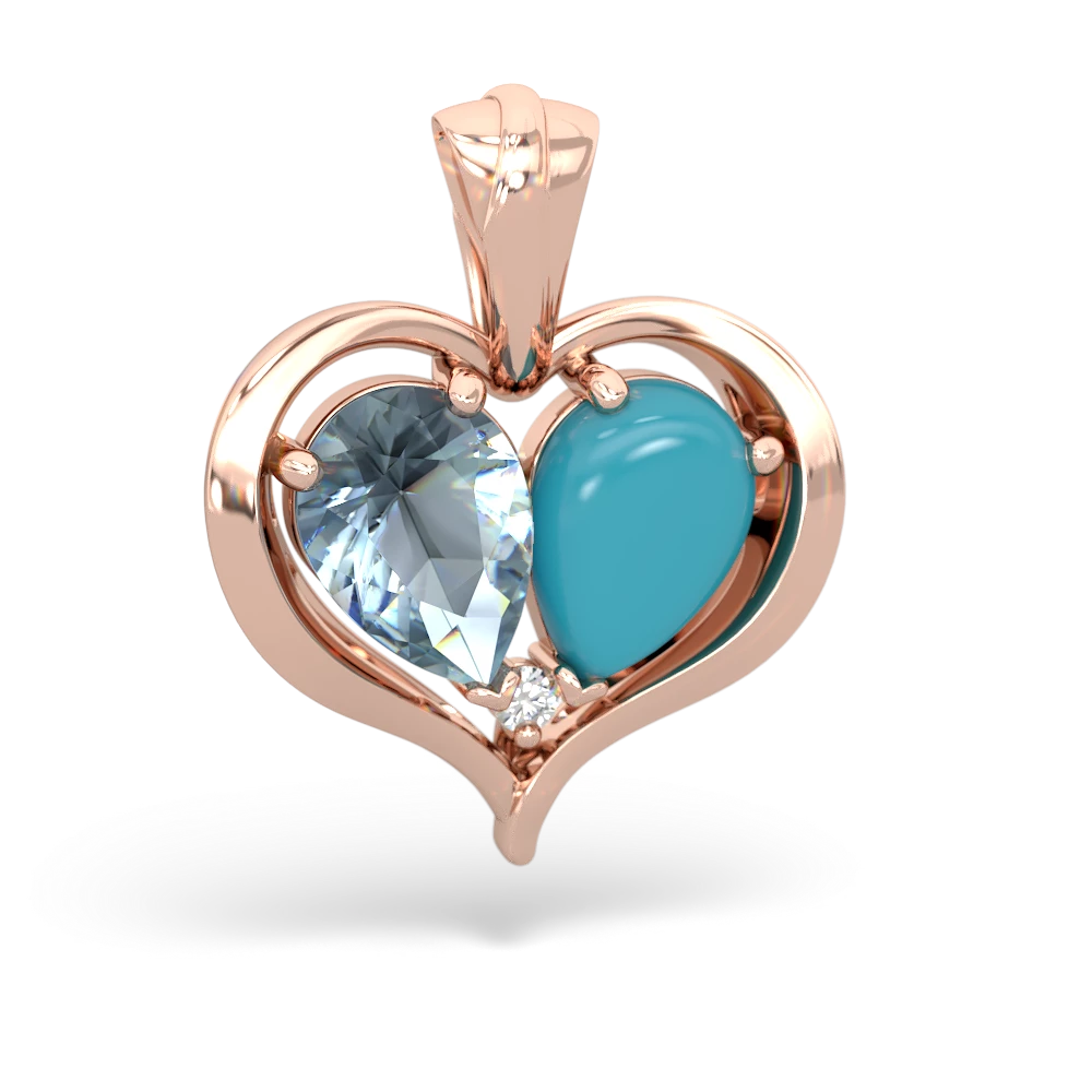 Aquamarine Two Become One 14K Rose Gold pendant P5330