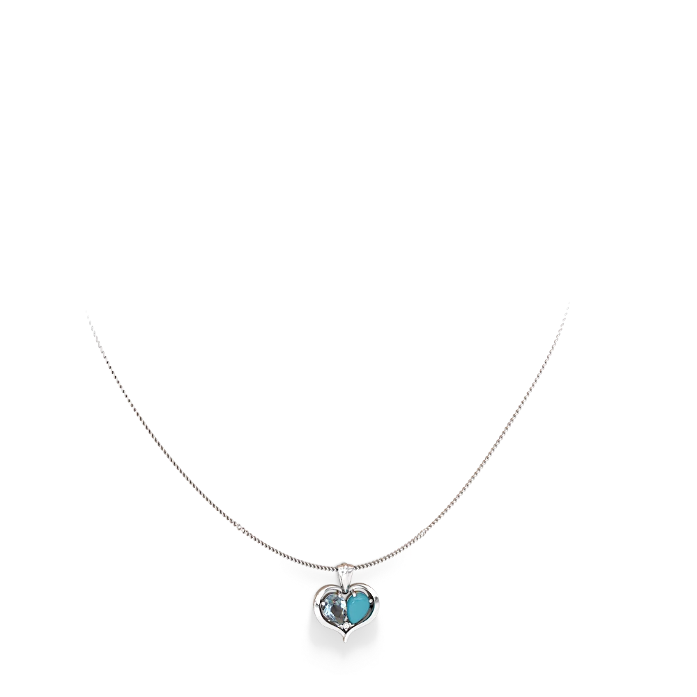 Aquamarine Two Become One 14K White Gold pendant P5330