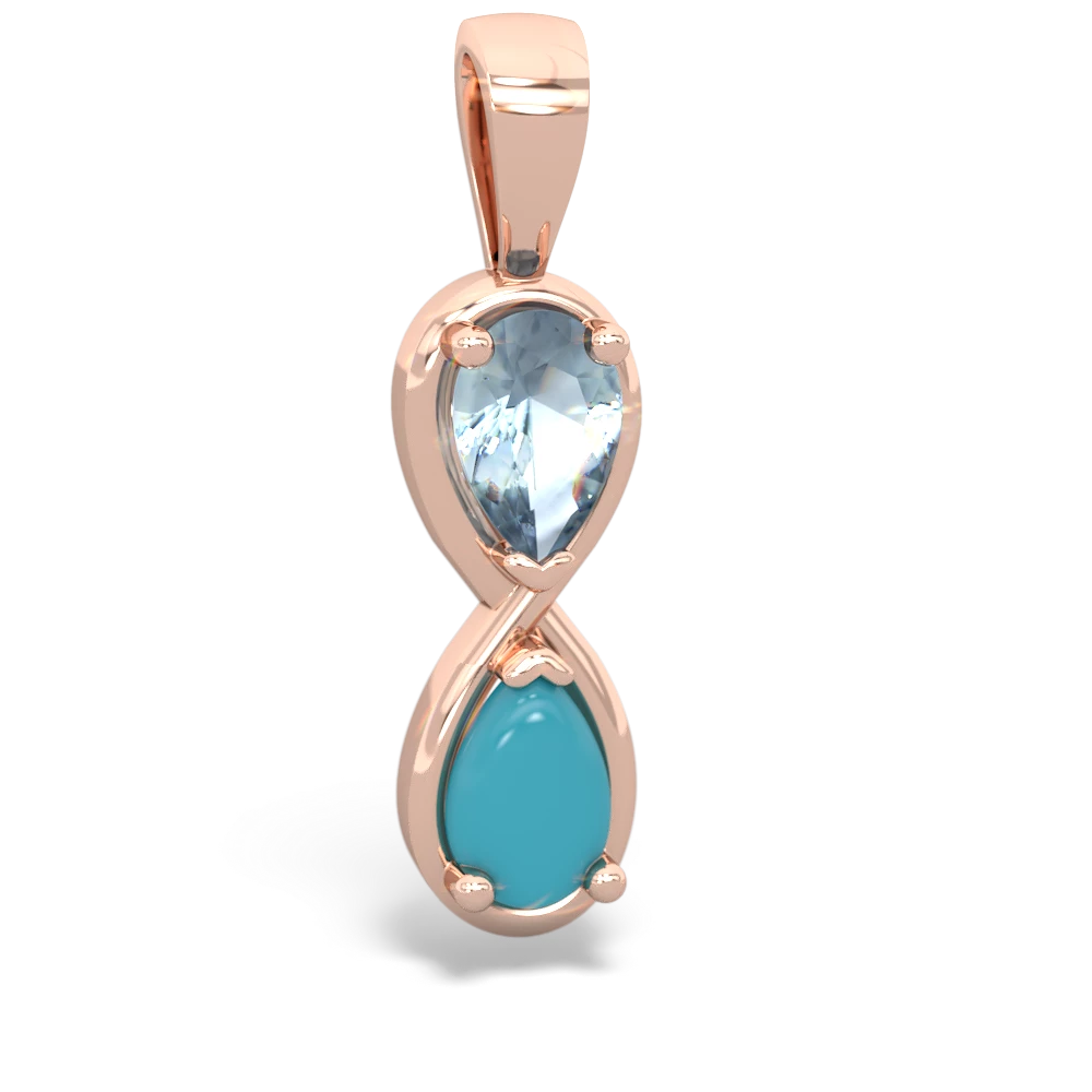 Aquamarine Infinity 14K Rose Gold pendant P5050