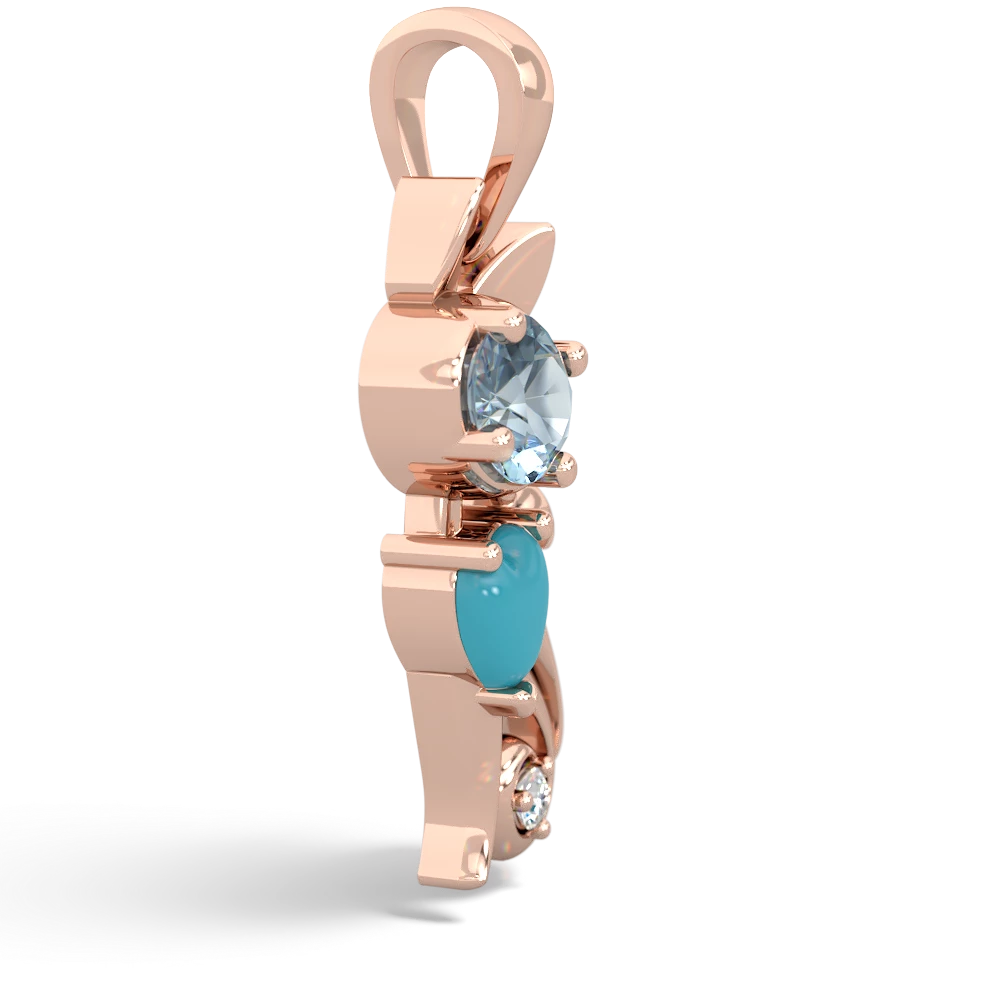 Aquamarine Kitten 14K Rose Gold pendant P5780